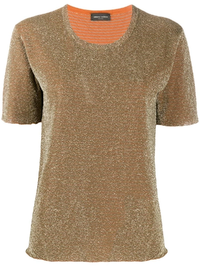 Roberto Collina Short Sleeved Metallic T-shirt In Gold