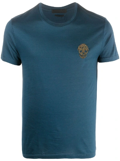 Alexander Mcqueen Studded Skull T-shirt In Blue