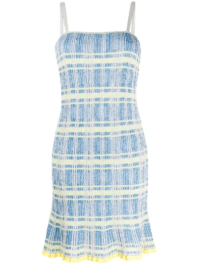 Missoni Fitted Glitter Checkered Dress In Blue