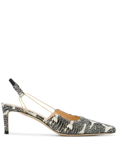 By Far Gabriella Snake Embossed Slingback Pump In Black