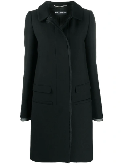 Dolce & Gabbana Single-breasted Virgin Wool Coat In Black