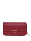 Burberry Leather Wallet With Detachable Chain Strap In Red