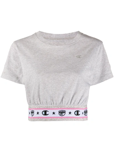 Chiara Ferragni X Champion Logomania Cropped T-shirt In Grey