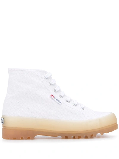 Superga High-top Contrast-sole Trainers In White ,neutral