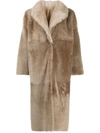 Liska Reversible Single-breasted Shearling Coat In Neutrals