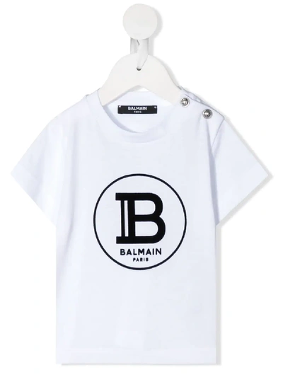 Balmain Babies' Kids Cotton Logo T-shirt (3-36 Months) In White