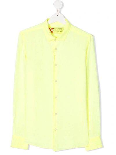 Mc2 Saint Barth Teen Band-collar Linen Shirt In Giallo