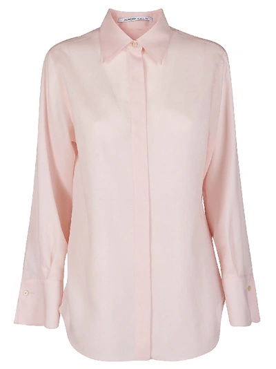 Agnona Pointed Collar Side Slit Detail Shirt In Pink