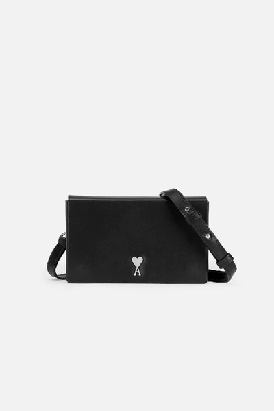 Ami Alexandre Mattiussi Small Leather Box Crossbody Bag In Black