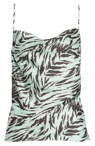 Wayf Siren Cowl Neck Camisole In Mint Tiger