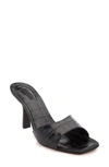 Schutz Posseni Mock-croc Slide Mule High-heel Sandals In Black Croc Embossed