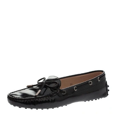 Pre-owned Tod's Black Patent Leather Gommino Loafers Size 39