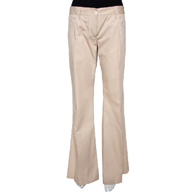 Pre-owned Dolce & Gabbana Beige Cotton Silk Flared Pants M