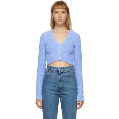 Helmut Lang Textured-knit Cardigan In Blue In Cloudless