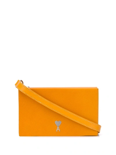 Ami Alexandre Mattiussi Logo Plaque Box Messenger Bag In Yellow