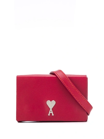 Ami Alexandre Mattiussi Mini Box Clutch Bag In Red