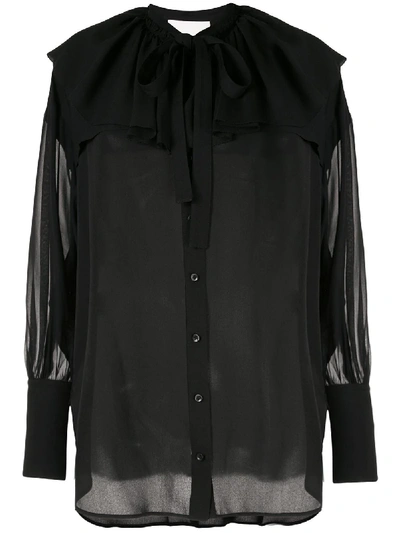 3.1 Phillip Lim Ls Silk Shirt W Ruffle Collar In Black