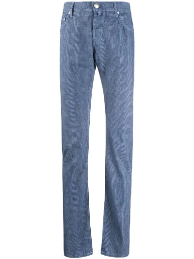 Jacob Cohen Checked Straight-leg Trousers In Blue