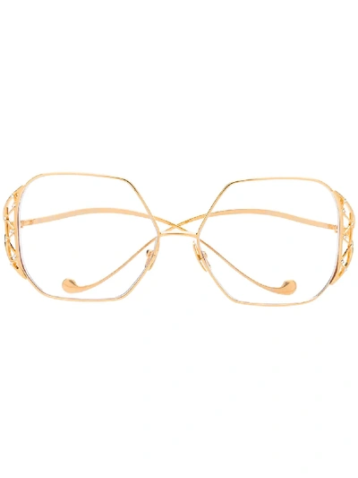 Anna-karin Karlsson Octagonal Optical Glasses In Gold