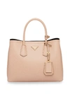 Prada Medium Double Tote Bag In Neutrals
