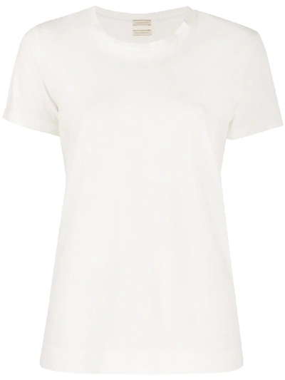 Massimo Alba Side Slit Crew Neck T-shirt In White