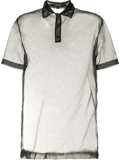 Vera Wang Mesh Polo Shirt In Black