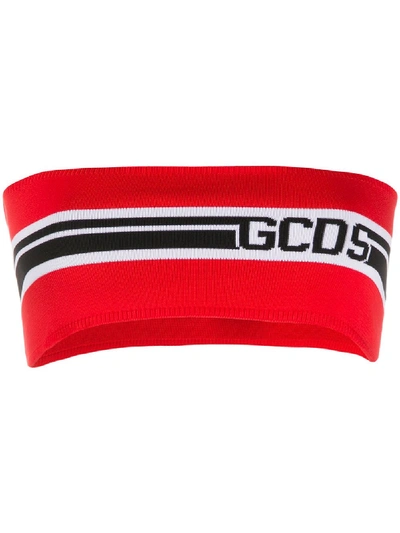 Gcds Knitted Logo Bandeau Top In Red