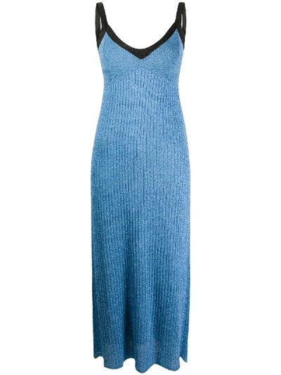 Missoni Knitted Calf-length Dress In Blue