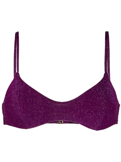 Mc2 Saint Barth Glitter Triangle Bikini Top In Purple