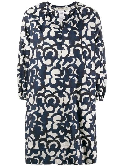 Max Mara Floral Print Shift Dress In Blue