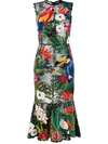 DOLCE & GABBANA TROPICAL EMBROIDERED FITTED DRESS