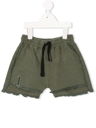 Nununu Kids' Frayed-edge Shorts In Green