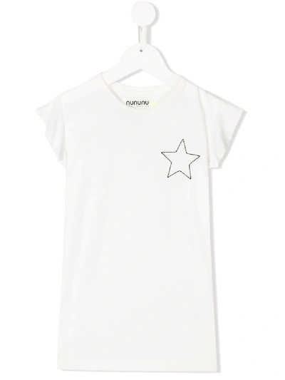 Nununu Kids' Star-embroidery Ruffled T-shirt In White