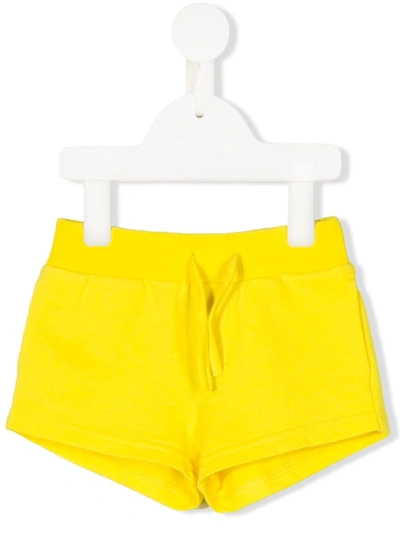Dsquared2 Babies' Logo-patch Drawstring Shorts In Yellow