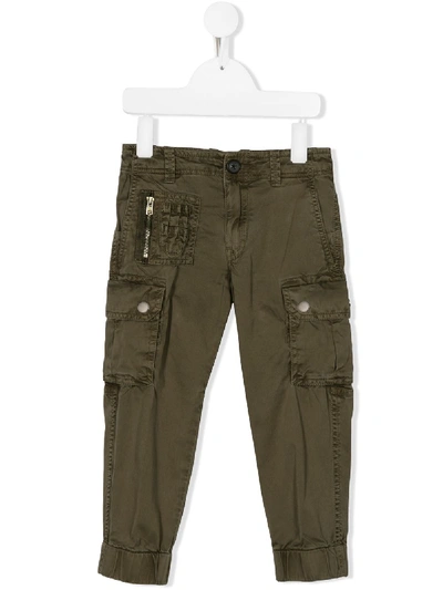 Diesel Kids' Tapered Cargo Trousers In Militaire