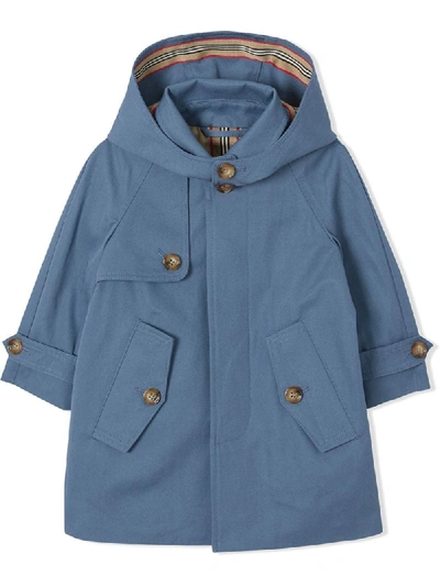 Burberry Babies' Twill-mantel In Blue