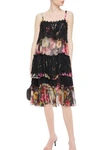 DOLCE & GABBANA TIERED FLORAL-PRINT SILK-BLEND VOILE AND LACE DRESS,3074457345630786171