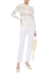 DOLCE & GABBANA GUIPURE LACE AND CROCHET-PANELED EMBROIDERED SILK-BLEND CARDIGAN,3074457345623646184