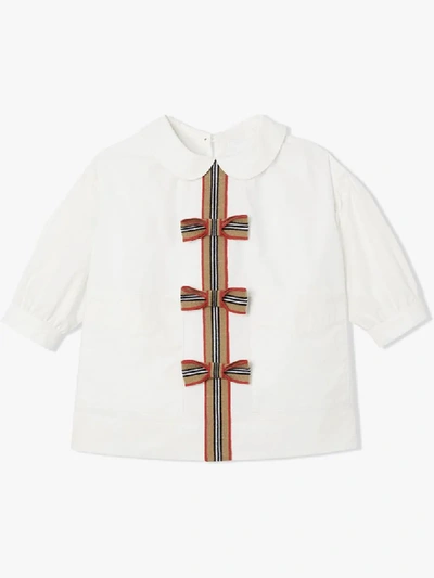 Burberry Babies' Icon Stripe Dress In White