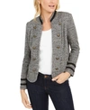 Tommy Hilfiger Plus Size Double-breasted Open-front Jacket In Black Combo