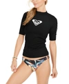 Roxy Short-sleeve Logo Rash Guard Women's Swimsuit In Anthracite