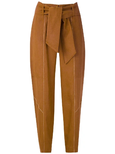Le Soleil D'ete Alegra Linen Trousers In Brown