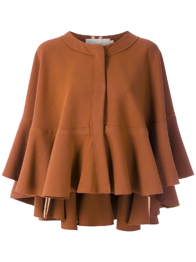 Le Soleil D'ete Giulia Flared Poncho In Brown