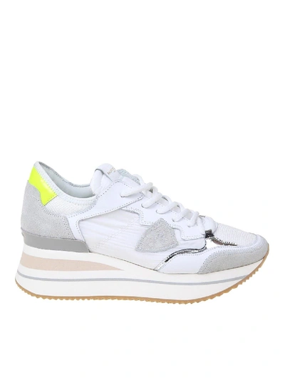 Philippe Model Triomphe Trainers In Suede And Nylon In White