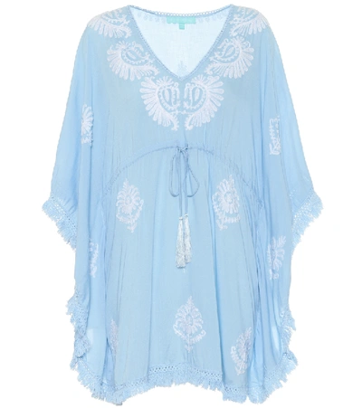 Melissa Odabash Irene Embroidered Woven Kaftan In Light Blue