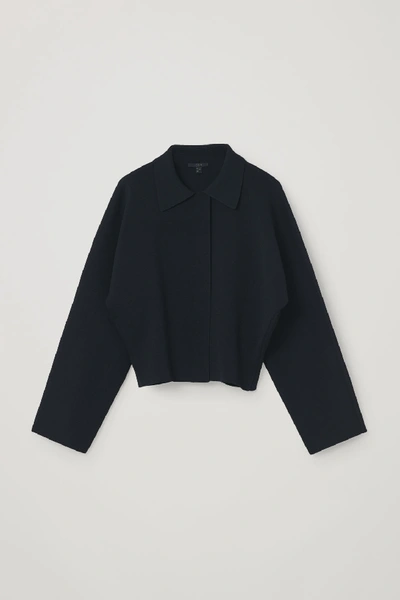 Cos Knitted Cropped Jacket In Black