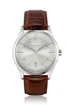 HUGO BOSS BRUSHED DIAL WATCH WITH CROCODILE EMBOSSED LEATHER STRAP