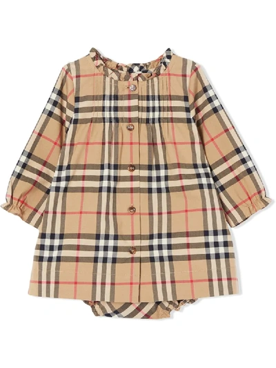 Burberry Babies' Kids Vintage Check Dress And Bloomers Set (1-18 Months) In Archive Beige