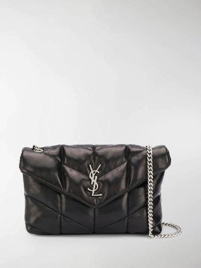 Saint Laurent Toy Loulou Monogram Leather Bag, Black In Black