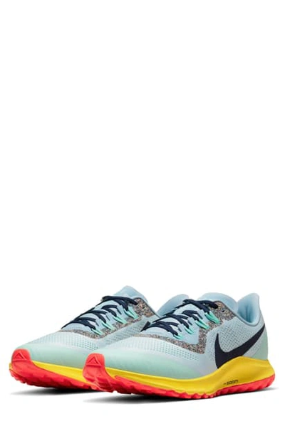 Nike Air Zoom Pegasus 36 Trail Running Shoe In Aura/ Blackened Blue/ Lt Blue